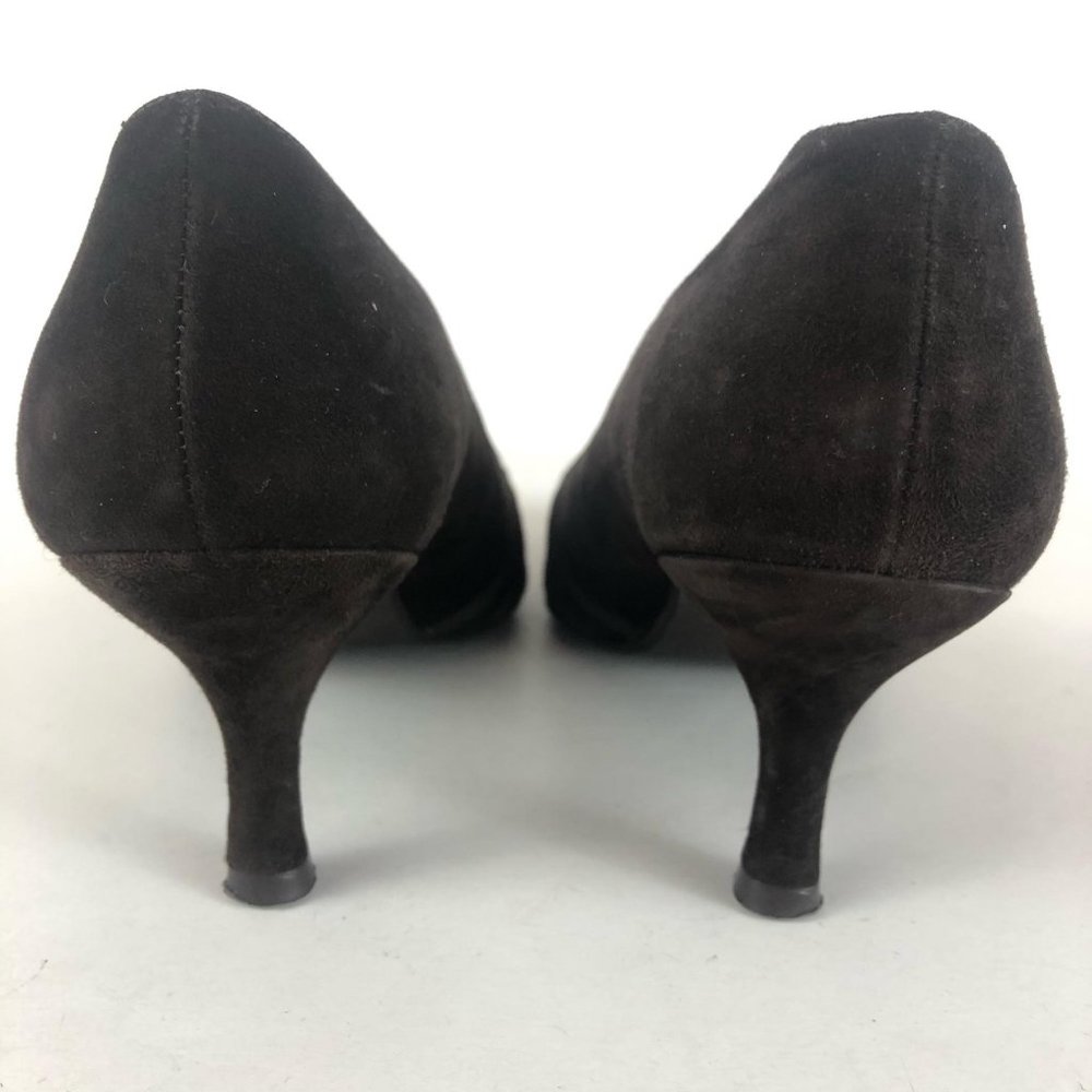 *SOLD* Stuart Weitzman Brown Suede Leather Heels Sz 10 - Picture 5 of 9